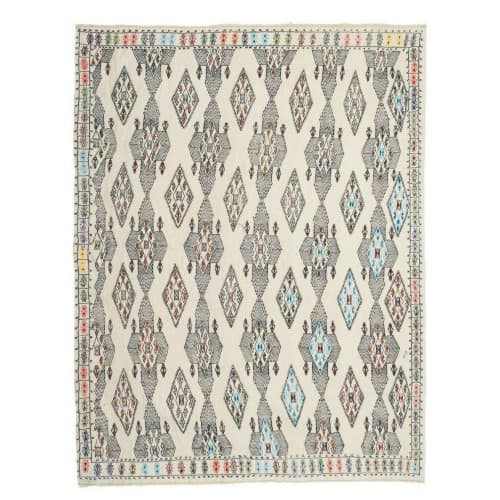 Hand-Woven Braided Small Rug Turkish Jajim Kilim | Rugs by Vintage Pillows Store. Item made of cotton with fiber