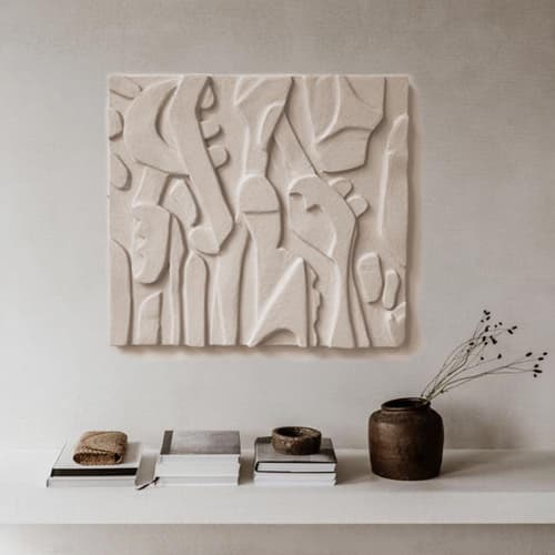 Minimalist Wall Art - Abstract Monochrome Sculpture - Plaster Painting - Textured Monochrome 3D Relief - Unique Housewarming Gift | Wall Sculpture in Wall Hangings by Vaiva Art Atelier