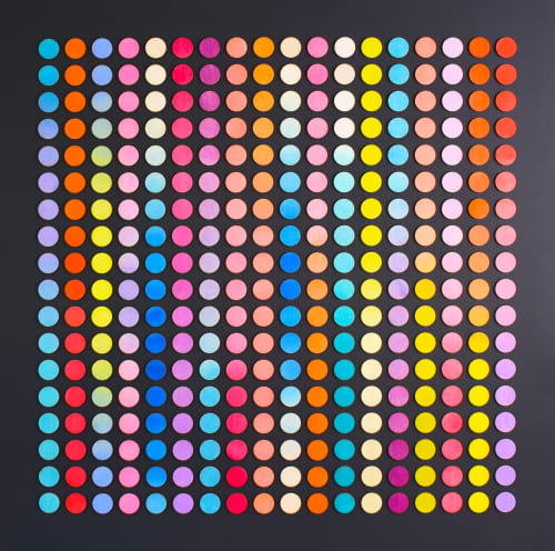 Three Hundred And Twenty Four Ombre Stripe Dots Painting, Black | Paintings by Amelia Coward
