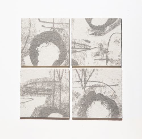 Coasters Wool Felt Fingerprint Flower Ivory | Tableware by Lorraine Tuson