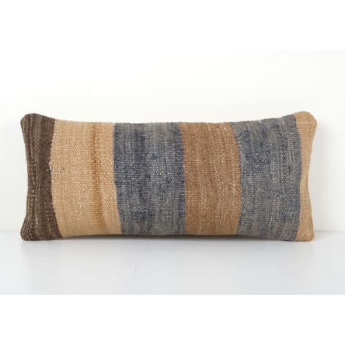 Handwoven Decorative Turkish Kilim Pillow Cover, Striped Obl | Cushion in Pillows by Vintage Pillows Store