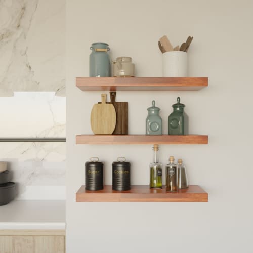 Set Of 2 Wall Floating Heavy Duty Shelf, Farmhouse Shelf For | Ledge in Storage by Picwoodwork. Item composed of oak wood