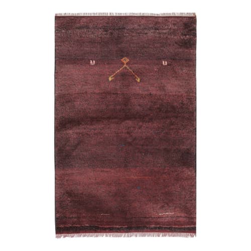 Vintage Savvy Red Shaggy Tulu Rug 4' X 6'3" | Area Rug in Rugs by Vintage Pillows Store. Item composed of cotton & fiber