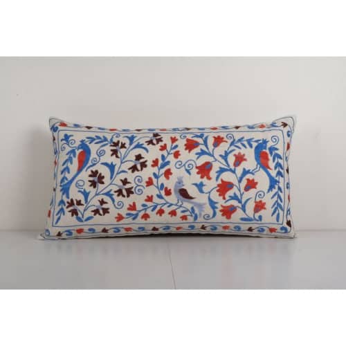 Suzani Body Pillow Made from a Vintage Uzbek Suzani, Embroid | Cushion in Pillows by Vintage Pillows Store