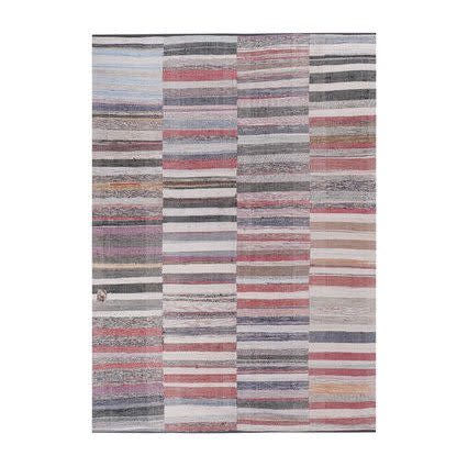 Vintage Cotton Striped Rag Rug Kilim 7'6'' X 10'4'' | Area Rug in Rugs by Vintage Pillows Store
