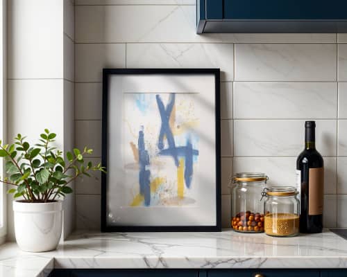 Slate 3 | Original Framed Abstract Paper Painting | Oil And Acrylic Painting in Paintings by Abby May
