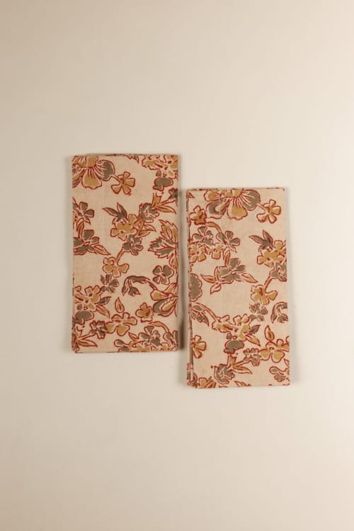 Autumn Whisper Kalamkari Napkins, Set of 4 | Linens & Bedding by Ninéh