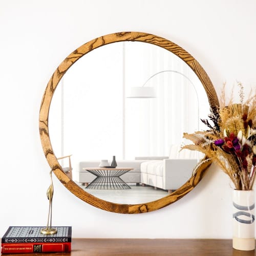 Round Hardwood Mirror | Decorative Objects by Dot & Rose. Item made of maple wood with glass