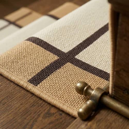 Handwoven Oat Beige Wool Runner Rug | Classic Grid Pattern Carpet for Stair Runner, Hallway & Entryway | Area Rug for Warm Home Interiors | Rugs by Evergreen C