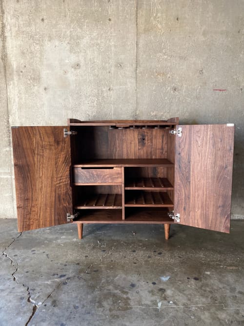 Liquor Cabinet with Glass hangers, storage, drawer | Storage by Handhold Studio