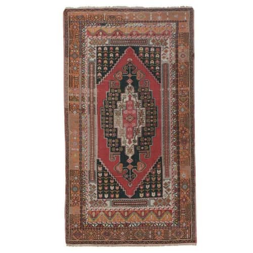 Vintage Turkish Konya Taspinar Rug with Venetian Renaissance | Area Rug in Rugs by Vintage Pillows Store. Item made of cotton with fiber