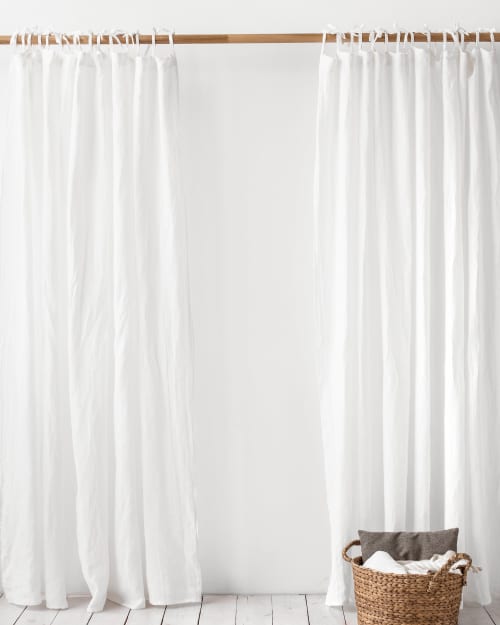 Tie Top Linen Curtain Panel (1 Pcs) | Curtains & Drapes by MagicLinen. Item composed of fabric