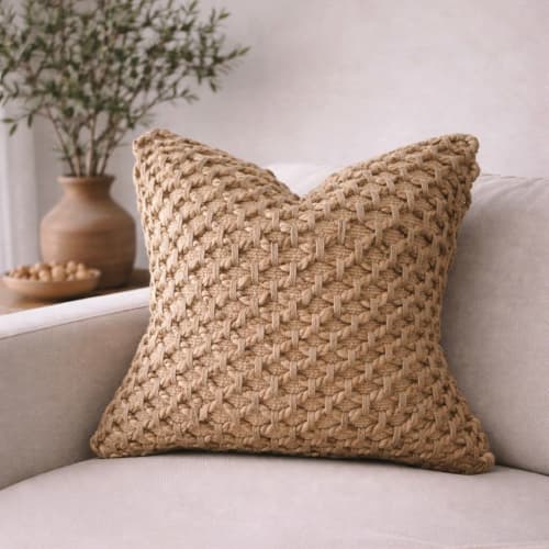 Braided Jute Boho Chic Pillow Cover 20" | Pillows by Busa Designs