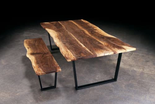 Live Edge Walnut Timberbeast Dining Set | Dining Table in Tables by Urban Lumber Co.. Item made of walnut