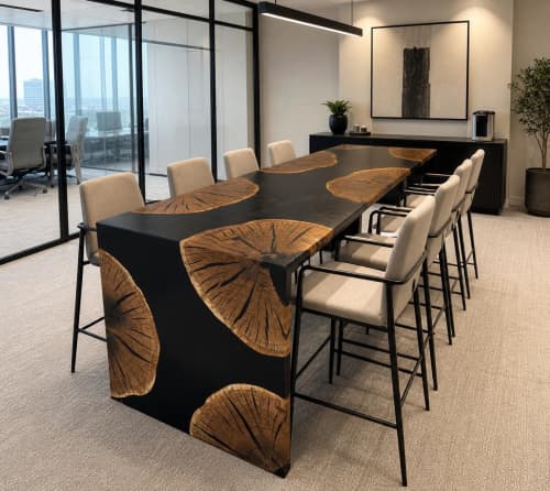 Black Epoxy & Oak Wood Executive Table | Conference Table in Tables by Pelican State Woodworks