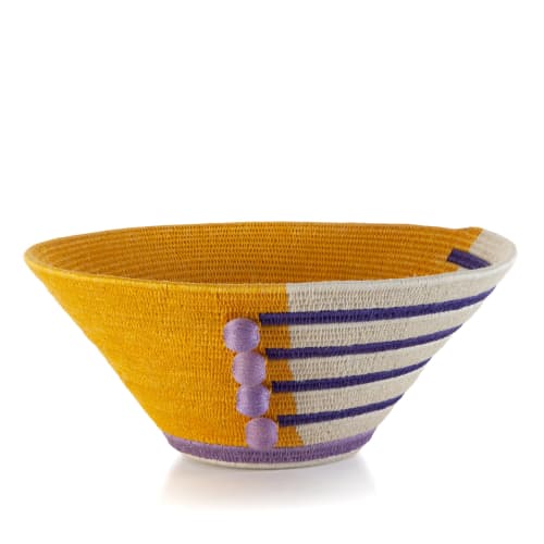 fret large basket marigold | Storage Basket in Storage by Charlie Sprout. Item composed of fiber