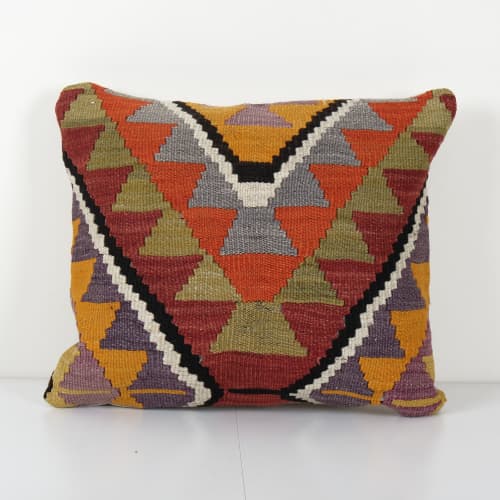 Vintage Diamond Geometric Decor Kilim Pillow Cover, Unique P | Cushion in Pillows by Vintage Pillows Store