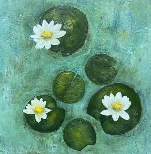 Flowers From The Shore | Mixed Media in Paintings by Susan Wallis. Item compatible with contemporary and modern style