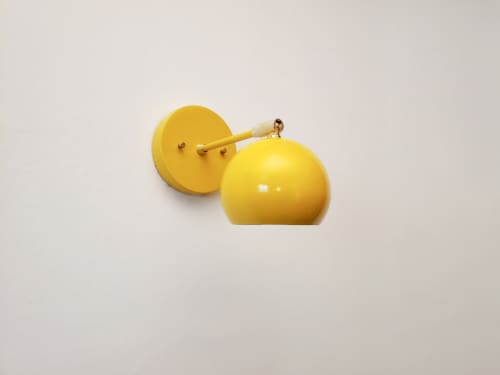Adjustable Wall Contemporary Light - Yellow and Gold Modern | Sconces by Retro Steam Works. Item made of metal compatible with mid century modern and contemporary style