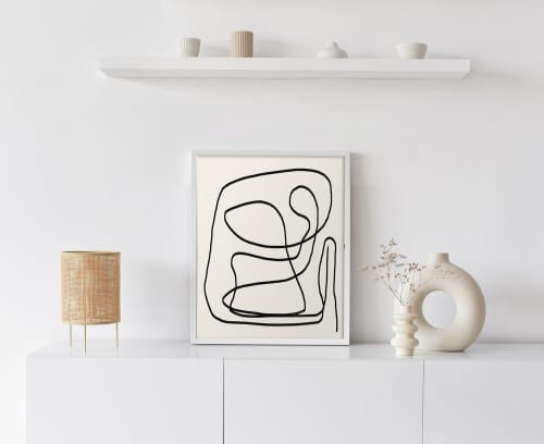 Japandi Wall Art, Large Abstract Line Art Print, Midcentury | Prints in Paintings by Capricorn Press. Item made of paper works with boho & minimalism style
