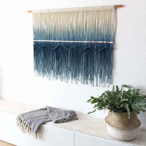 Large Wall Tapestry - SEA VIEW | Wall Hangings by Rianne Aarts / Teddy and Wool Studio. Item made of cotton