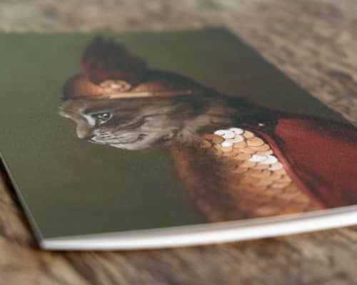 Viking Cat Greeting Card – Fierce Warrior Feline Art (5"x7") | Gift Cards by The Ugly Cat Studio