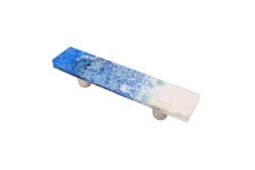 Pebble Pacific Tide Ombré 3” CC Pull | Hardware by Windborne Studios. Item composed of stone and glass