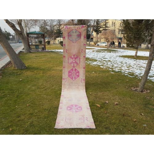 Primitive Vintage Kurdish Handwoven Low Pile Herki Runner | Runner Rug in Rugs by Vintage Pillows Store. Item made of cotton with fiber