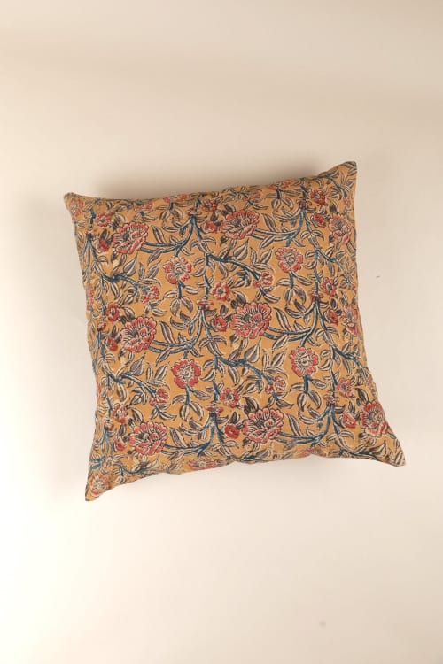 Joyful Garden Kalamkari Pillow | Pillows by Ninéh