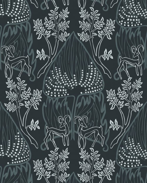 Arabian Nights - Midnight | Wallpaper in Wall Treatments by Relativity Textiles. Item composed of fabric and paper