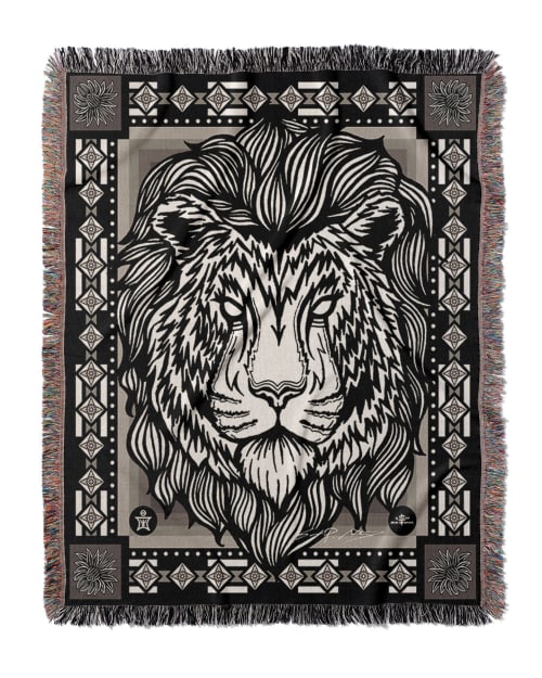 Essence - Maned Tiger Jacquard Woven Blanket | Linens & Bedding by Sean Martorana. Item composed of cotton