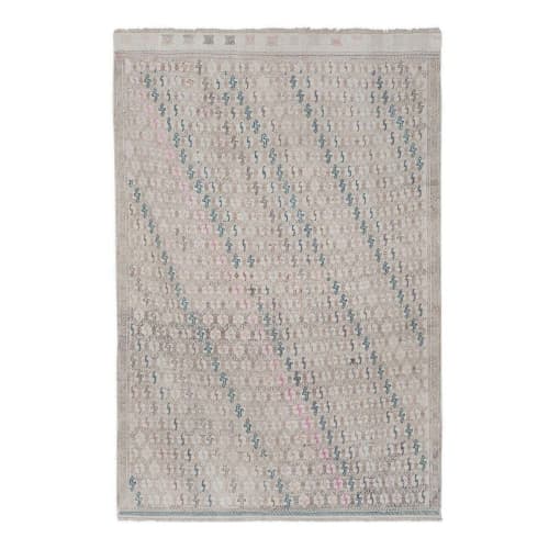 Handwoven Pastel Color Diamond Pattern Turkish Kilim Rug | Area Rug in Rugs by Vintage Pillows Store. Item made of cotton & fiber