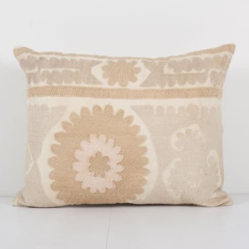 Suzani Lumbar Cushion Cover, Tribal House Decor- Embroidery | Pillows by Vintage Pillows Store
