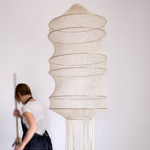 Nora Macrame Lamp - Beige | Pendants by Hamimi