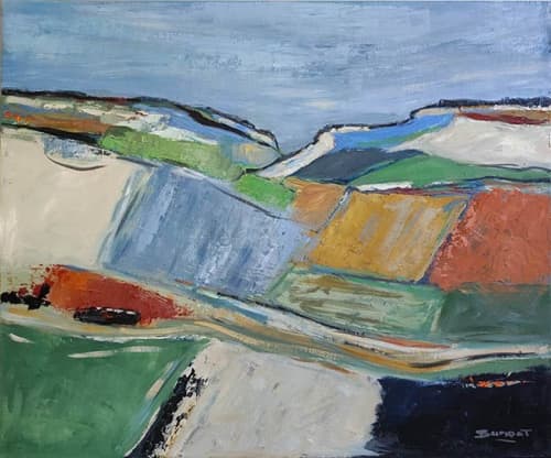 Agros | Oil And Acrylic Painting in Paintings by Sophie DUMONT.. Item composed of canvas in minimalism or mid century modern style