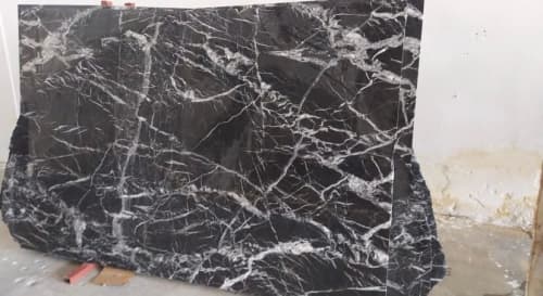 Nero Marquina Marble Sink: Hand Carved Wall Mount Washbasin | Water Fixtures by AEGEAN MARBLE ARTISAN ATELIER