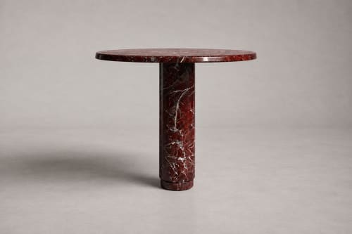 Marylou Rosso Levanto Red Marble Round Table | Dining Table in Tables by HamamDecor LLC