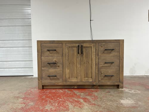 Model 1085 - Custom Single Sink Vanity | Countertop in Furniture by Limitless Woodworking. Item made of maple wood works with mid century modern & contemporary style
