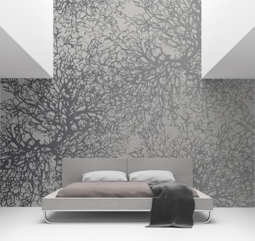Gorgonian | Steel | Wallpaper in Wall Treatments by Jill Malek Wallpaper. Item made of paper
