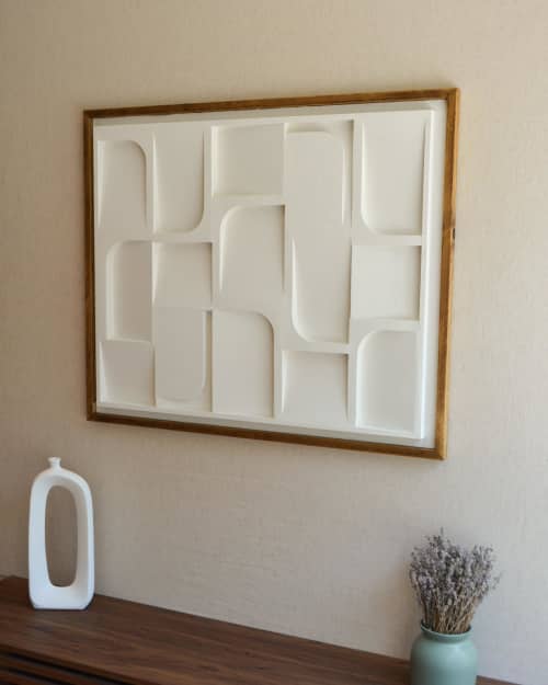 No. 104 Japandi Plaster Wall Relief - Scandinavian Neutral Decor | Decorative Objects by Joseph Aurelius
