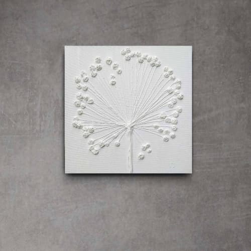 Dandelion wall art, textured painting, large wall art | Oil And Acrylic Painting in Paintings by Art By Natasha Kanevski. Item composed of canvas in minimalism or contemporary style