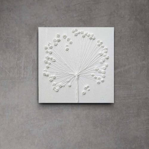 Dandelion wall art, textured painting, large wall art | Oil And Acrylic Painting in Paintings by Natasha Kanevski. Item composed of canvas in minimalism or contemporary style