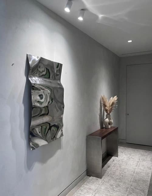 Mirror Artwork - Chrome Wall Sculpture - Silver 3D painting - Modern Metal Hanging | Wall Hangings by Vaiva Art Atelier