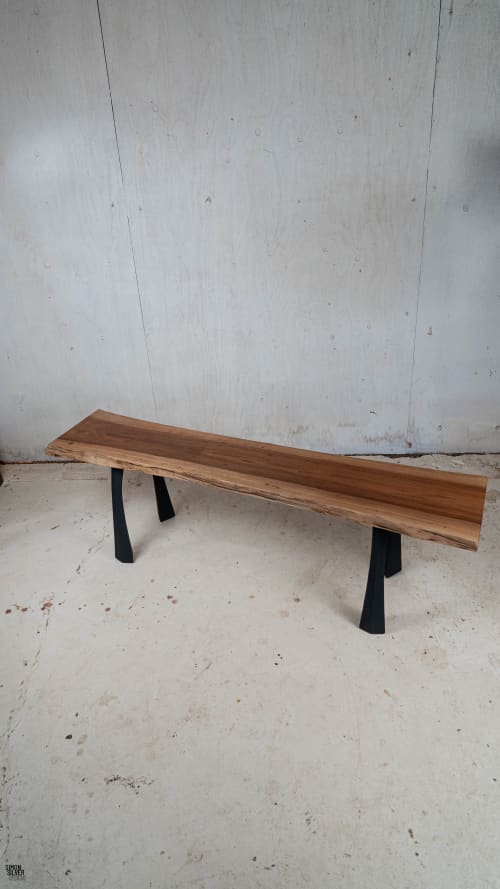 English Walnut + Steel Bench | Benches & Ottomans by Simon Silver Designs. Item made of walnut with steel