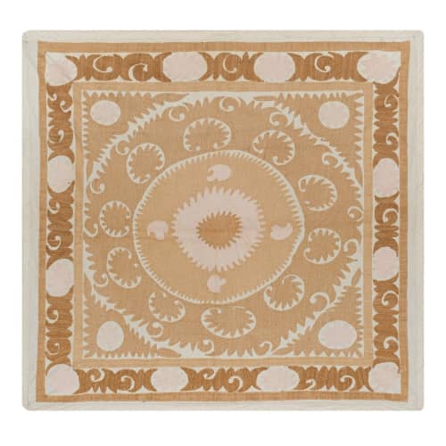 Suzani White Washed Tapestry - Muted Color Uzbek Table Cloth | Table Runner in Linens & Bedding by Vintage Pillows Store