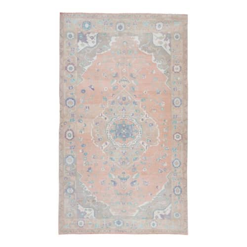 Handwoven Large Entryway Carpet from Turkey, Wool Faded Turk | Area Rug in Rugs by Vintage Pillows Store. Item composed of cotton