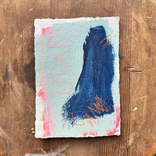 Abstract on handmade paper | Oil And Acrylic Painting in Paintings by Lizzie DiSilvestro. Item made of paper & synthetic compatible with art deco style