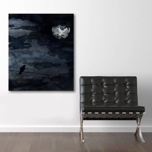 Moonlit Raven | Prints by Brazen Edwards Artist. Item composed of paper