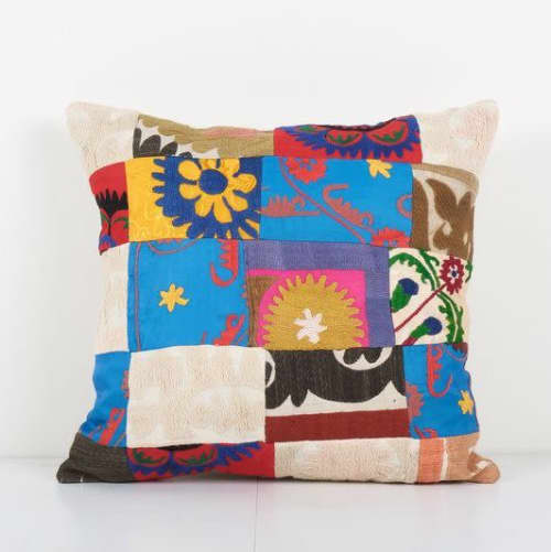 Vintage Turkish Patchwork Suzani Pillow, Suzani Pillow Case | Cushion in Pillows by Vintage Pillows Store