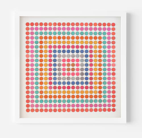 Painted Dot Collage Concentric Squares Red | Paintings by Amelia Coward